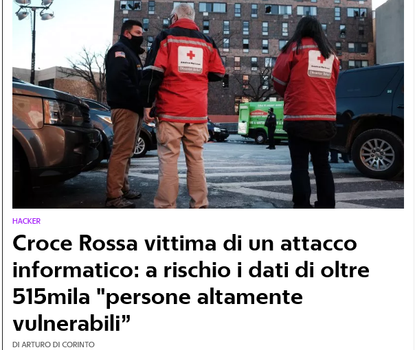 Croce Rossa vittima di un attacco informatico: a rischio i dati di oltre 515mila “persone altamente vulnerabili”